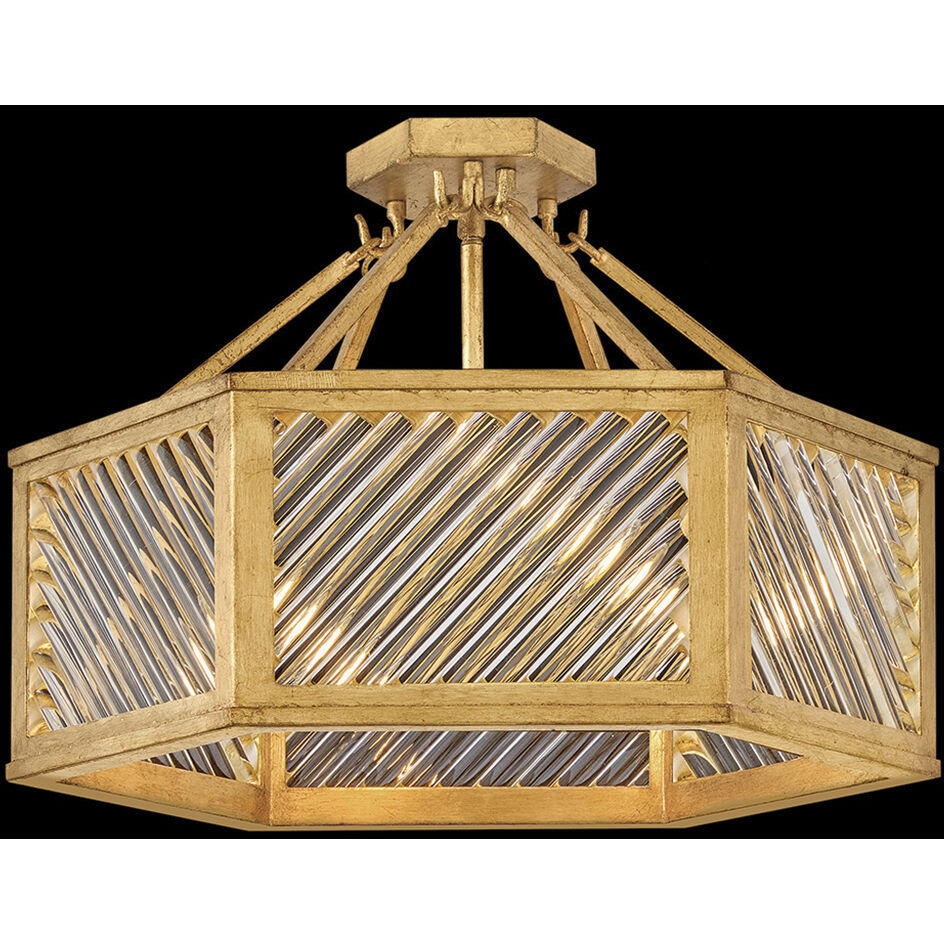 Lisa McDennon Sura 4 Light 19 inch Distressed Brass Semi-flush Mount Ceiling Light