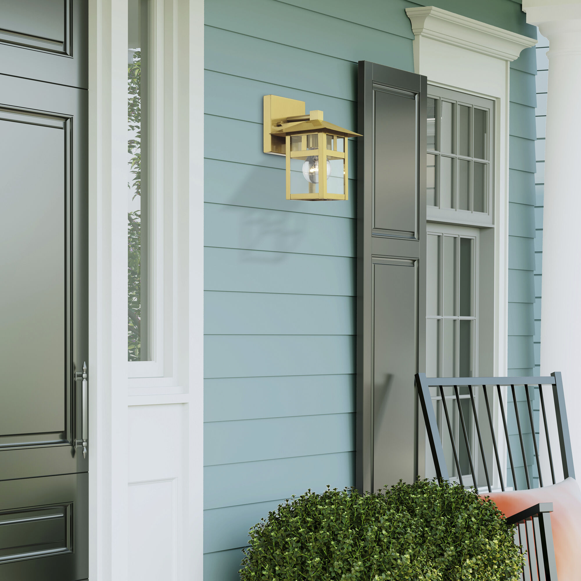 Crestlake 1 Light 8.5 inch Satin Gold Outdoor Wall Lantern