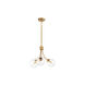 Mid-Century 3 Light 18 inch Natural Brass Chandelier Ceiling Light