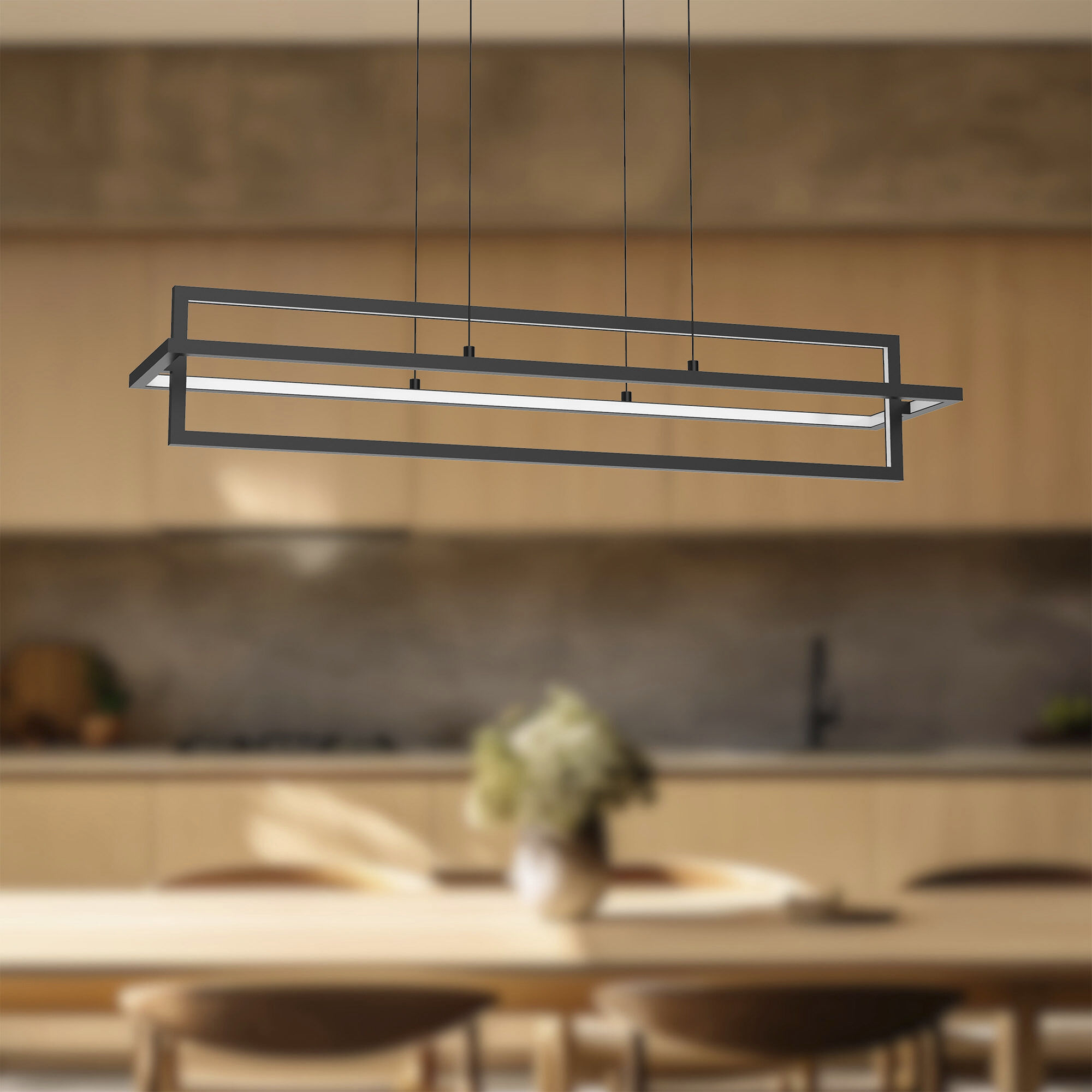 Mondrian LED 35.5 inch Black Linear Pendant Ceiling Light