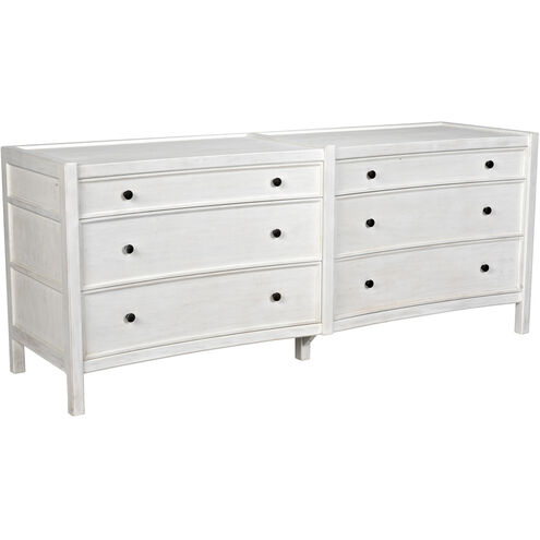 Hampton White Wash Dresser, 6 Drawer