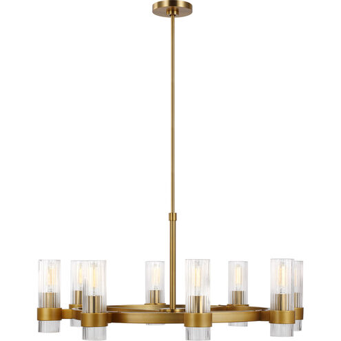 C&M by Chapman & Myers Geneva 8 Light 33 inch Burnished Brass Chandelier Ceiling Light