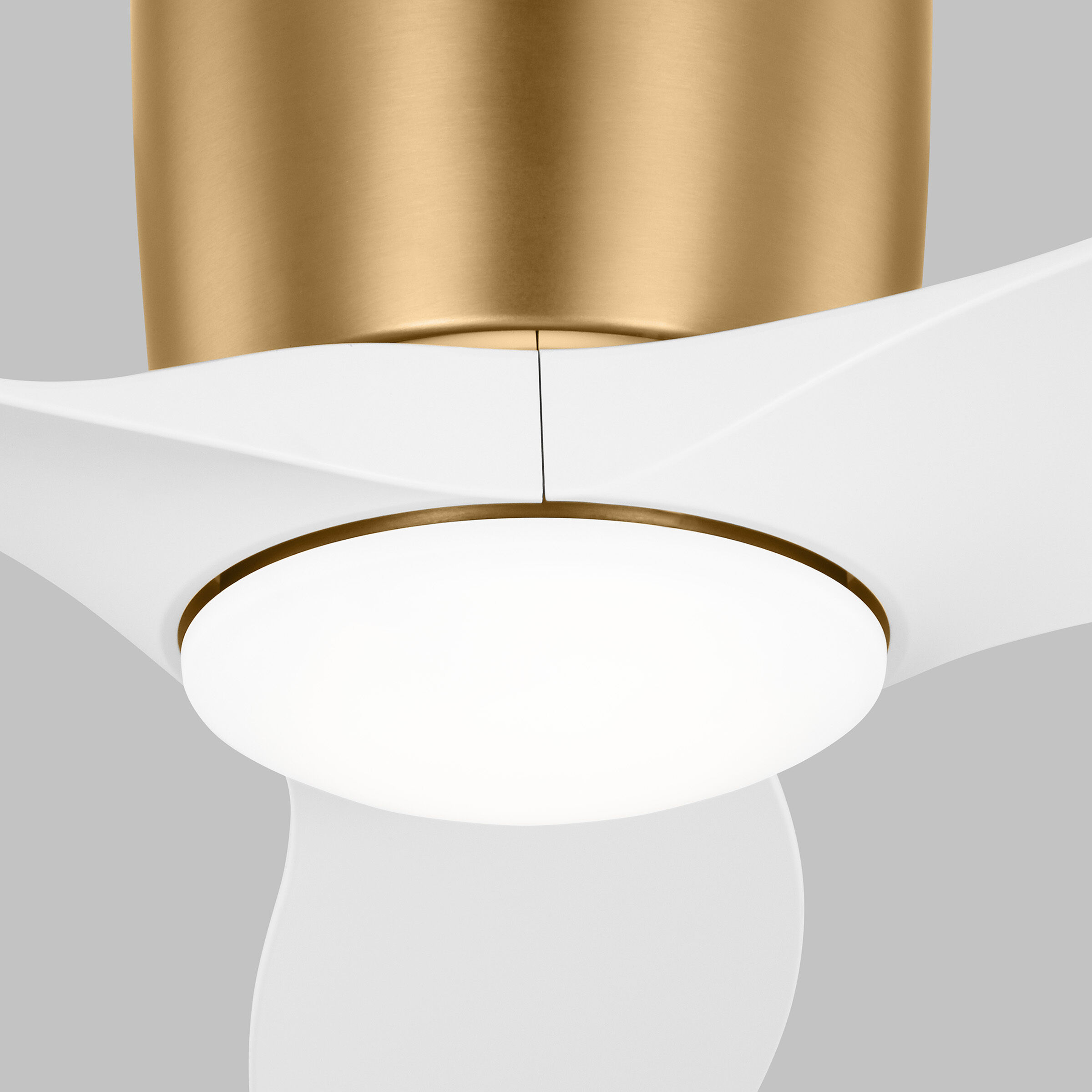 Titus 52 Hugger LED 52 inch Satin Brass with Matte White Blades Indoor/Outdoor Ceiling Fan