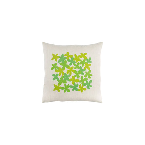 Little Flower 20 X 20 inch Grass Green and Lime Throw Pillow