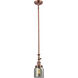 Franklin Restoration Bell 1 Light 5 inch Antique Copper Mini Pendant Ceiling Light in Incandescent, Plated Smoke, Franklin Restoration