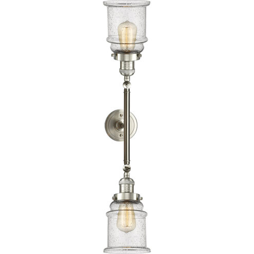 Franklin Restoration Canton 2 Light 17 inch Brushed Satin Nickel Bath Vanity Light Wall Light in Seedy Glass, Franklin Restoration