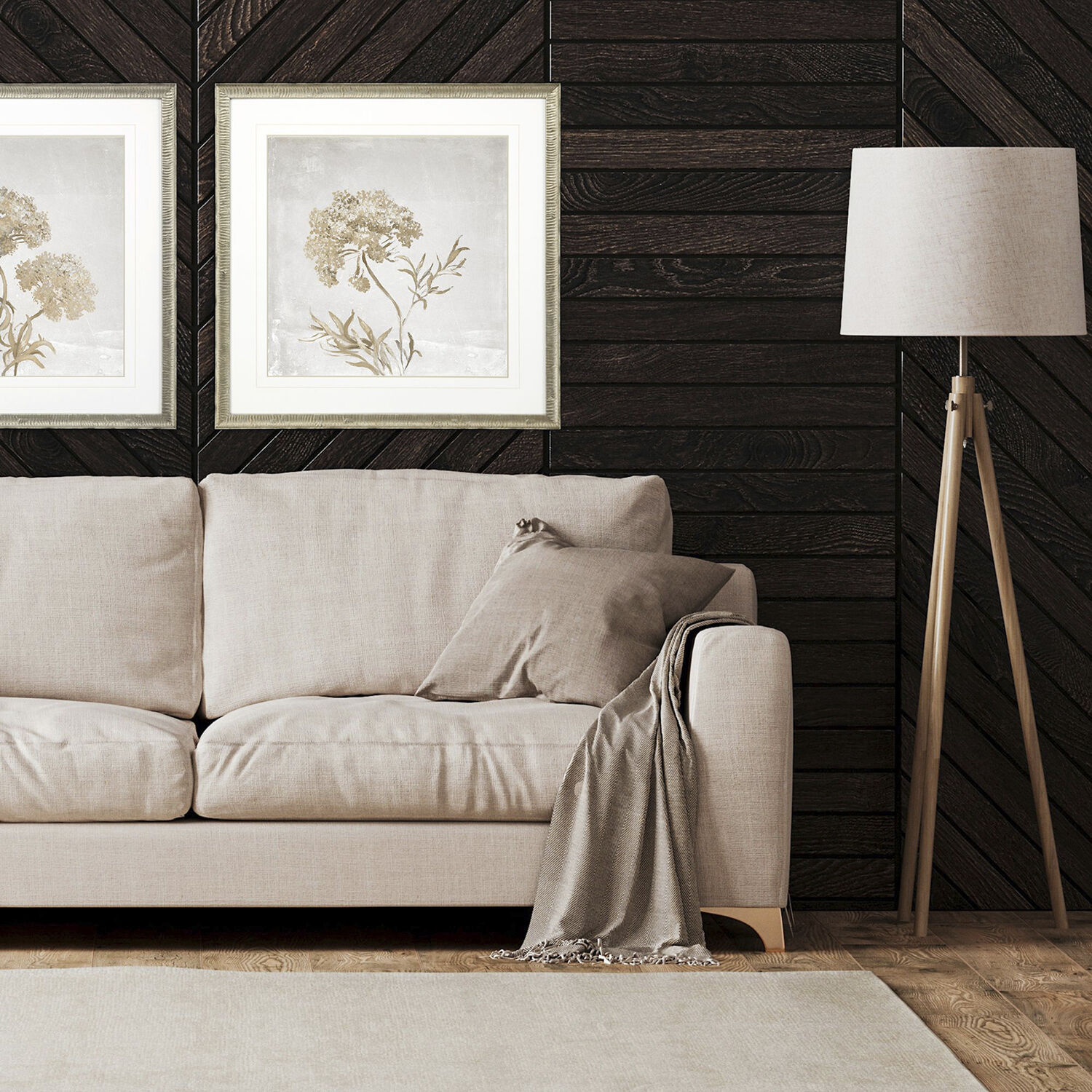 Delicate Beauty Gray and Beige and Green and Neutral Framed Art