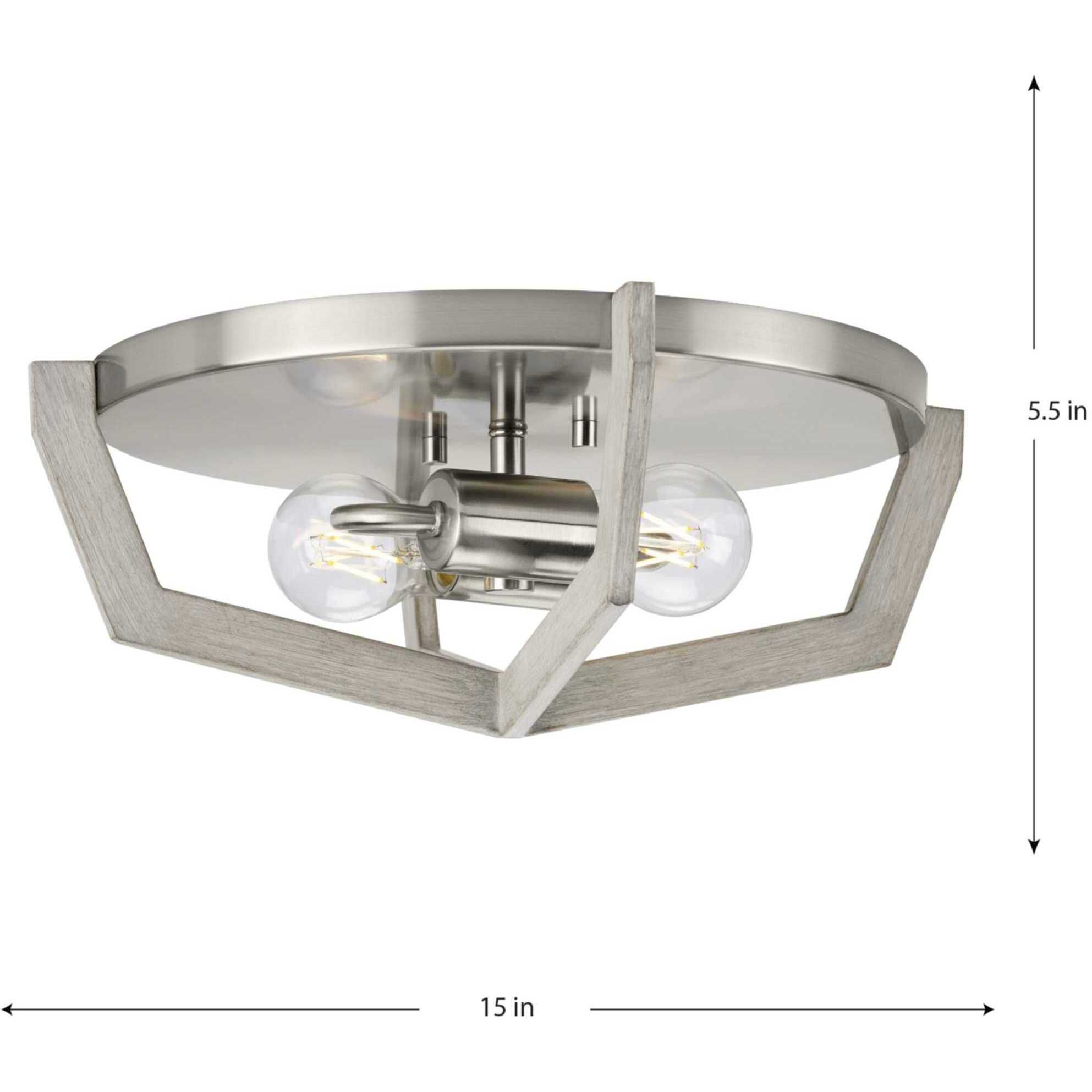 Galloway 2 Light 15 inch Brushed Nickel Flush Mount Ceiling Light