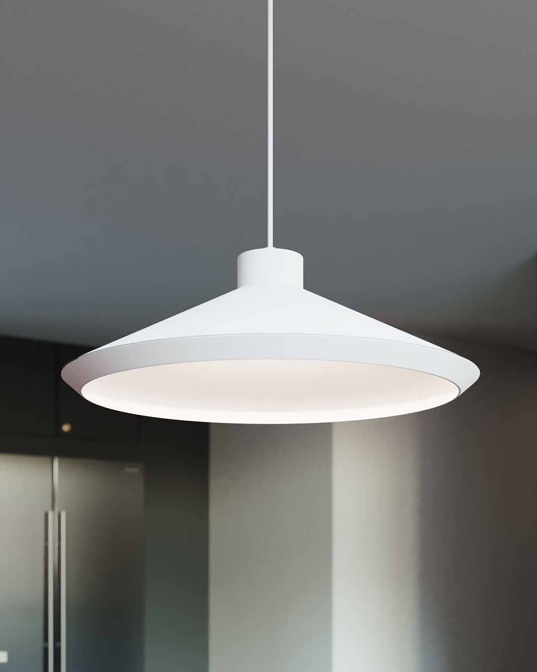 Koma LED 22 inch Satin White Pendant Ceiling Light in GU24