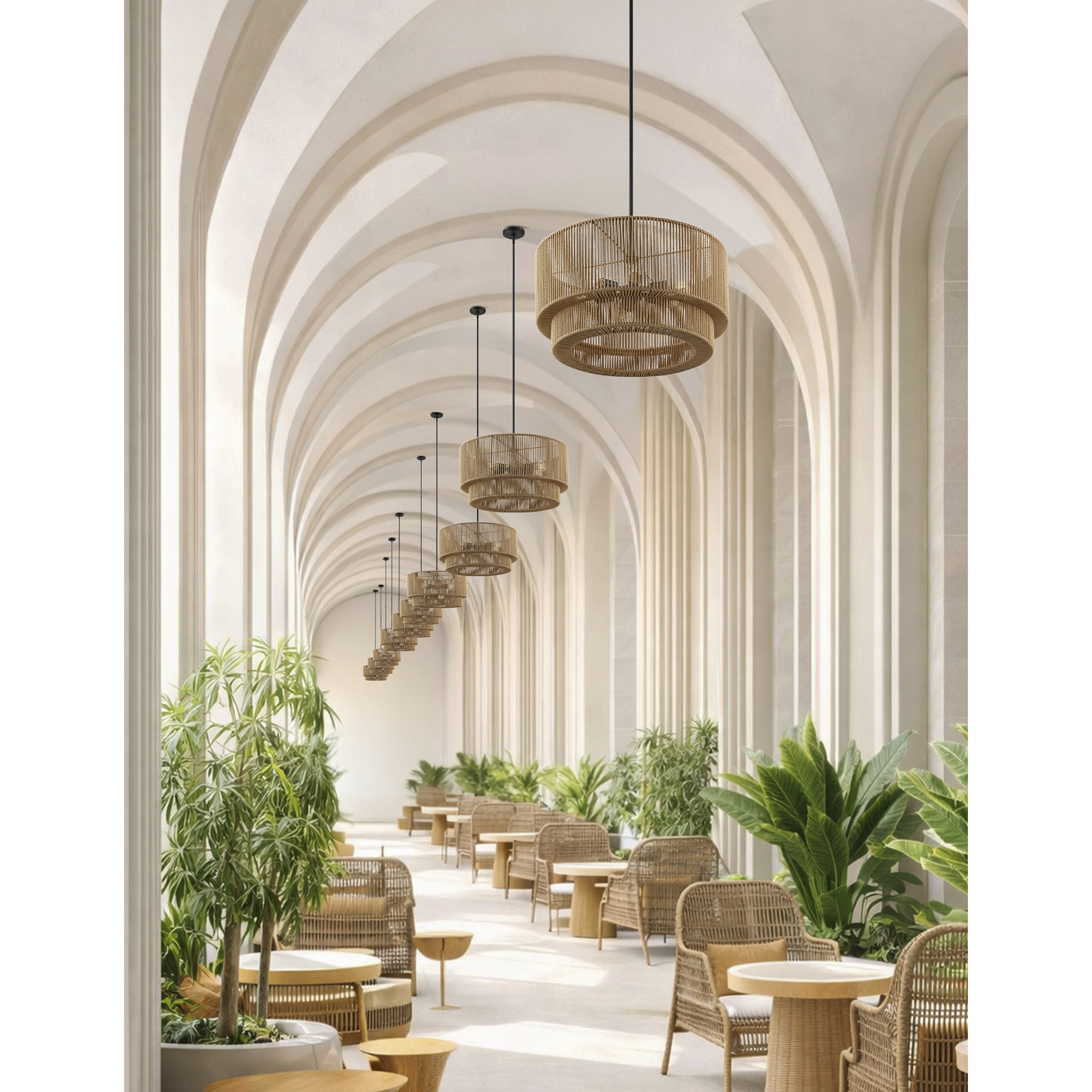 Eco Collection - Milos Family 8 Light 36 inch Matte Black Pendant Ceiling Light in 36" D x 36" W x 18.75" H, EVOLV