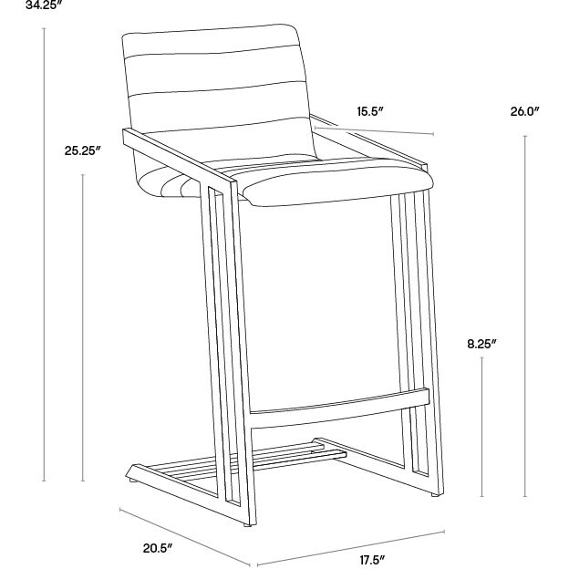 Webber 34.25 inch Cantina Black Counter Stool, Set Of 2