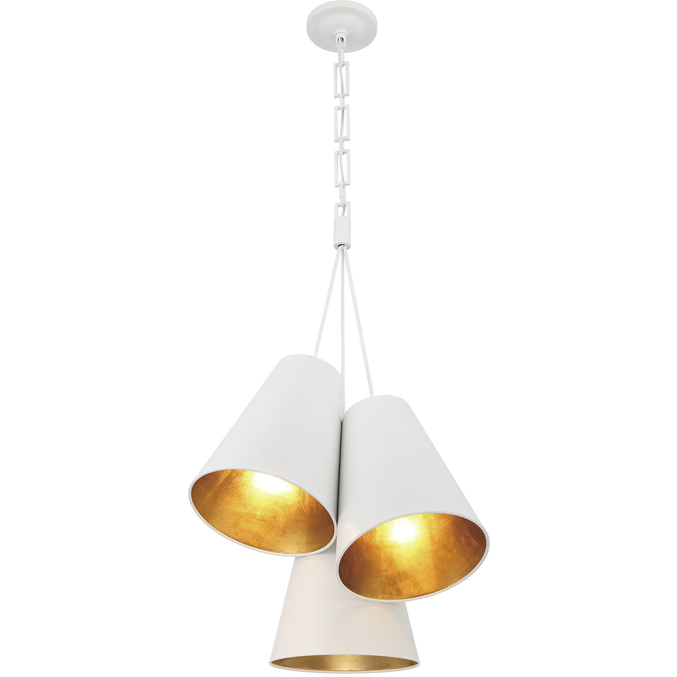 Alston 3 Light 20 inch Matte White/Antique Gold Pendant Ceiling Light in Matte White and Antique Gold