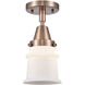 Franklin Restoration Small Canton 1 Light 6 inch Antique Copper Flush Mount Ceiling Light in Matte White Glass