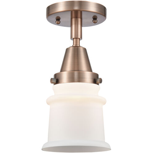 Franklin Restoration Small Canton 1 Light 6 inch Antique Copper Flush Mount Ceiling Light in Matte White Glass
