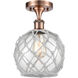 Ballston Farmhouse Rope LED 8 inch Antique Copper Semi-Flush Mount Ceiling Light in Clear Glass with White Rope, Ballston