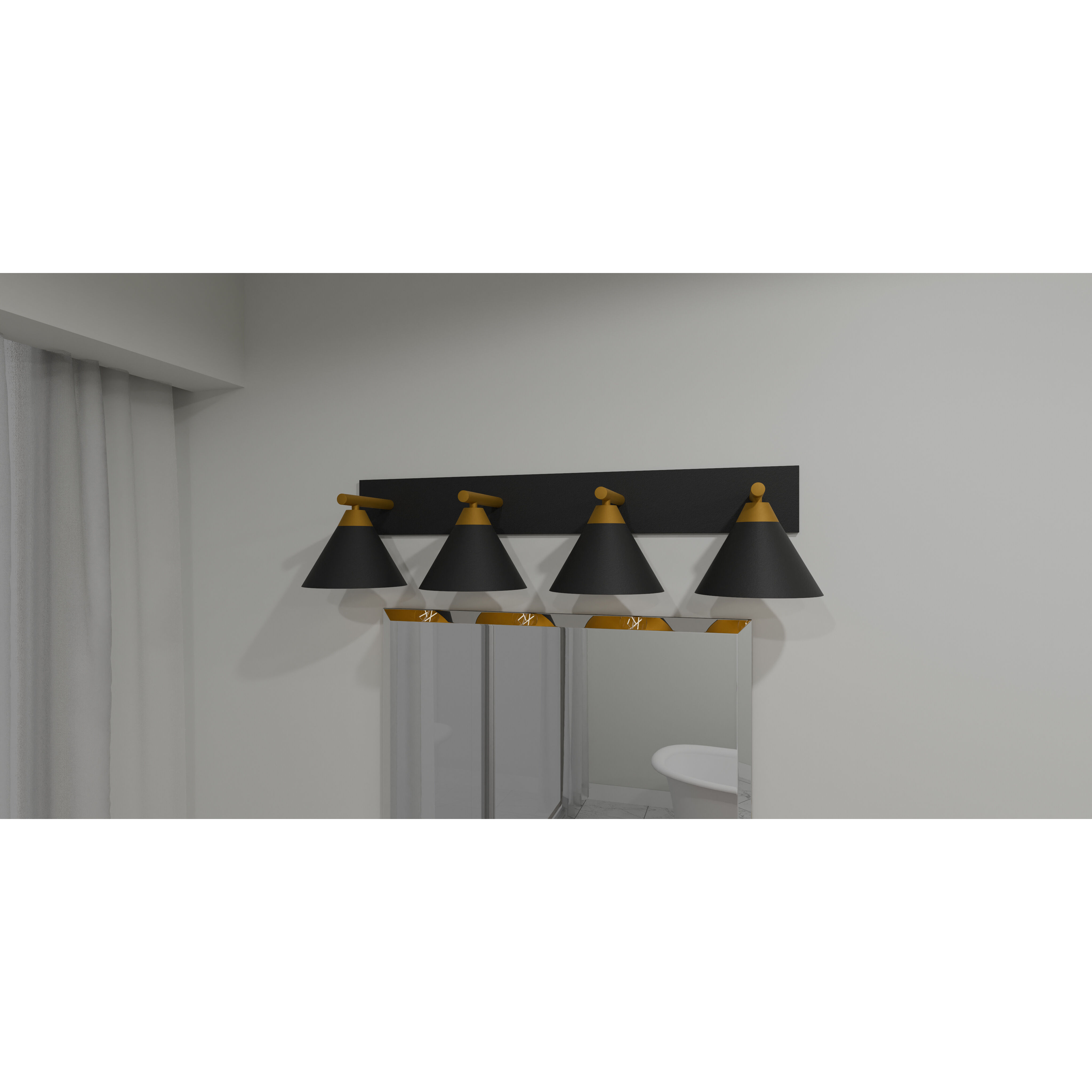 Mastro 4 Light 37.5 inch Matte Black Bath Light Wall Light, Extra Large