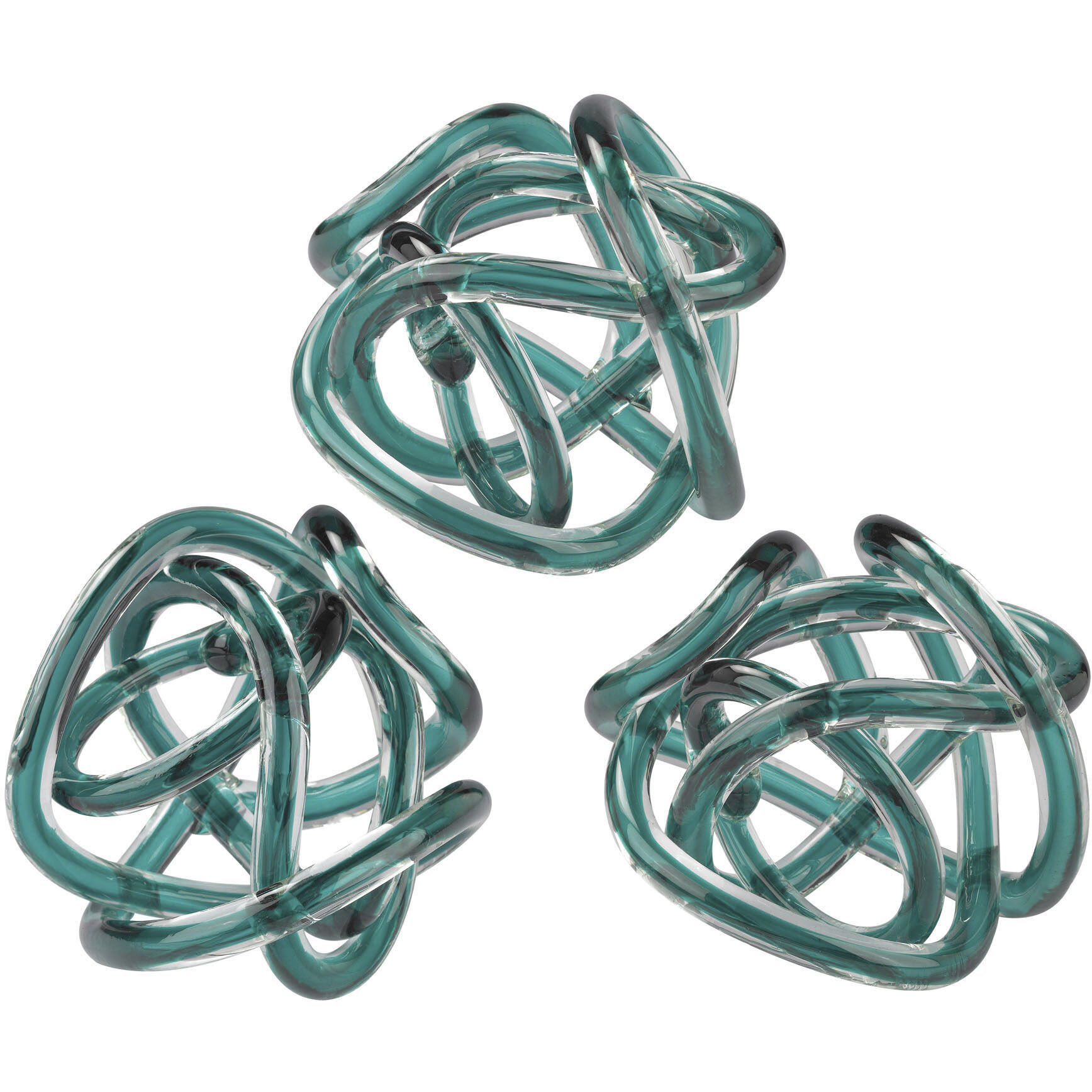 Glass Knot Aqua Object, Set of 3