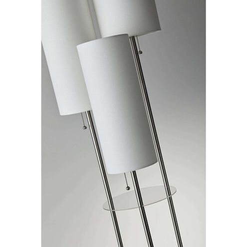 Trio 67.75 inch 40 watt Brushed Steel Floor Lamp Portable Light in White Linen