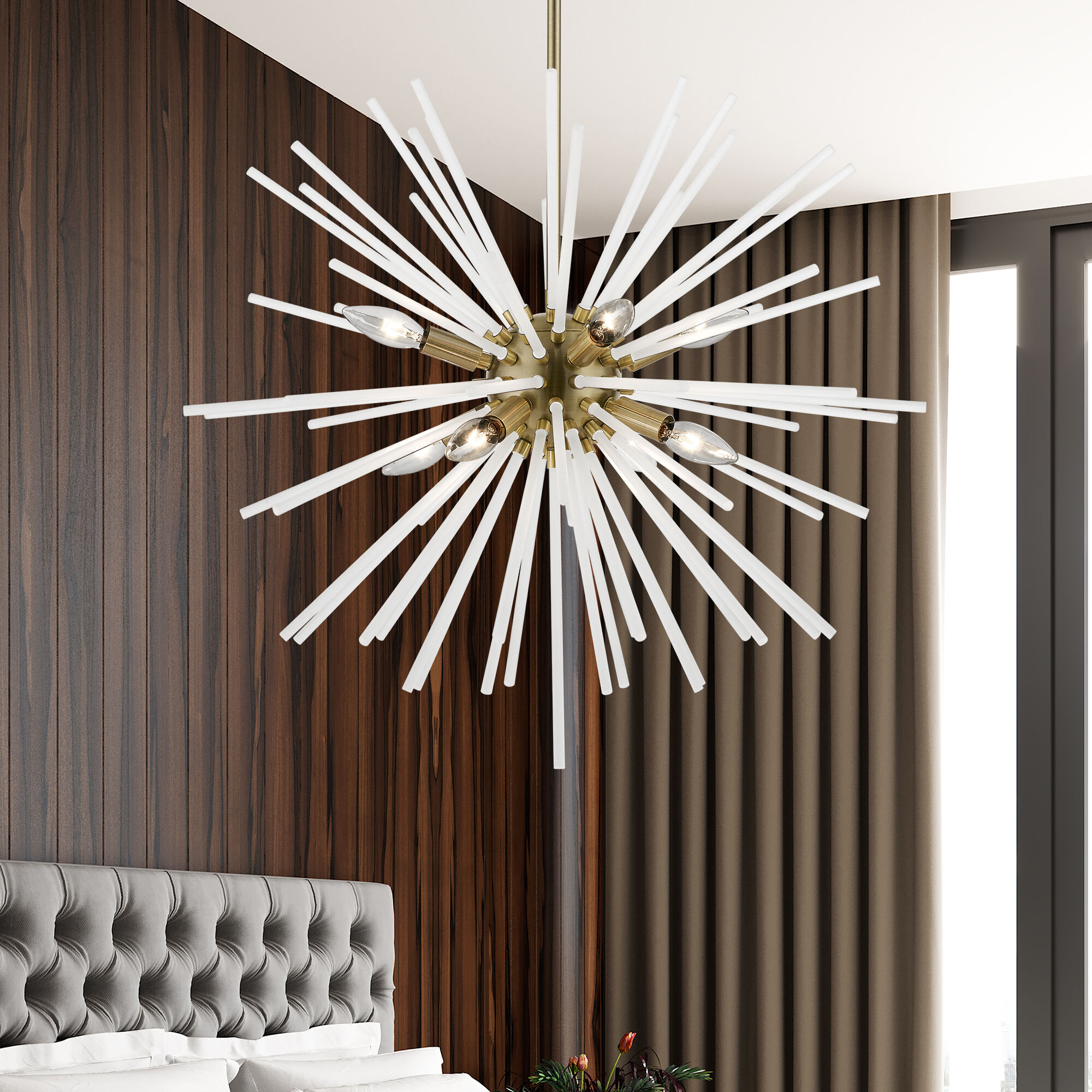 Uptown 8 Light 25.75 inch Antique Brass Pendant Chandelier Ceiling Light