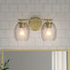Miravelle 2 Light 14 inch Vintage Brass Bathroom Vanity Light Wall Light