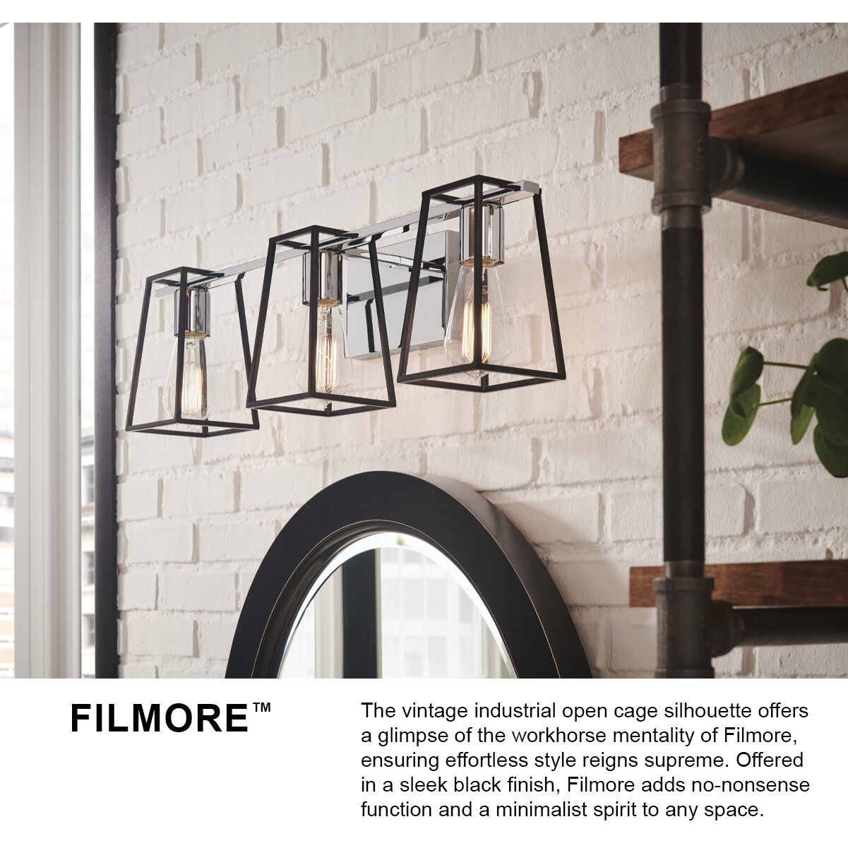Filmore 24 inch Black Vanity Light Wall Light