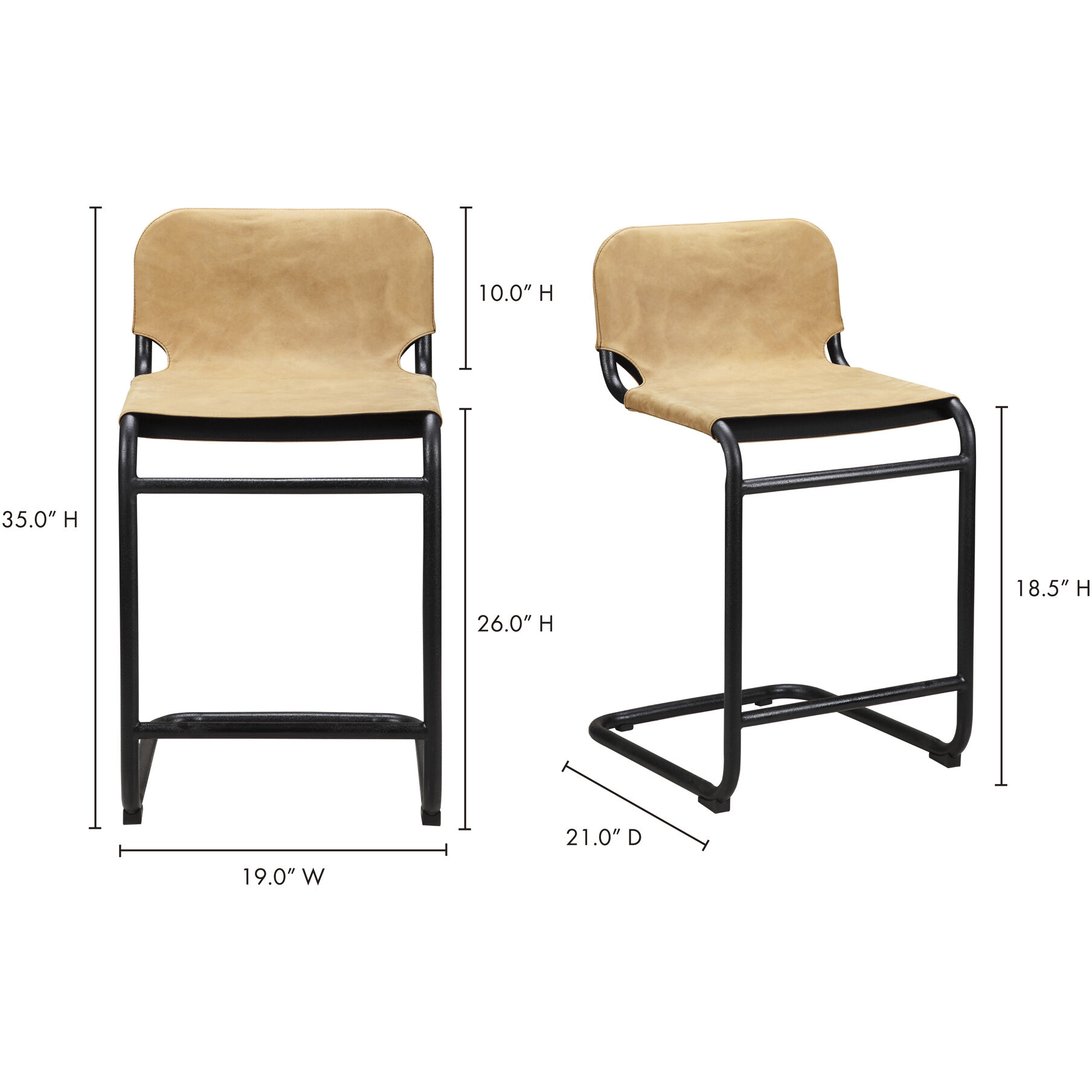 Baker 35 inch Brown Counter Stool, Set of 2