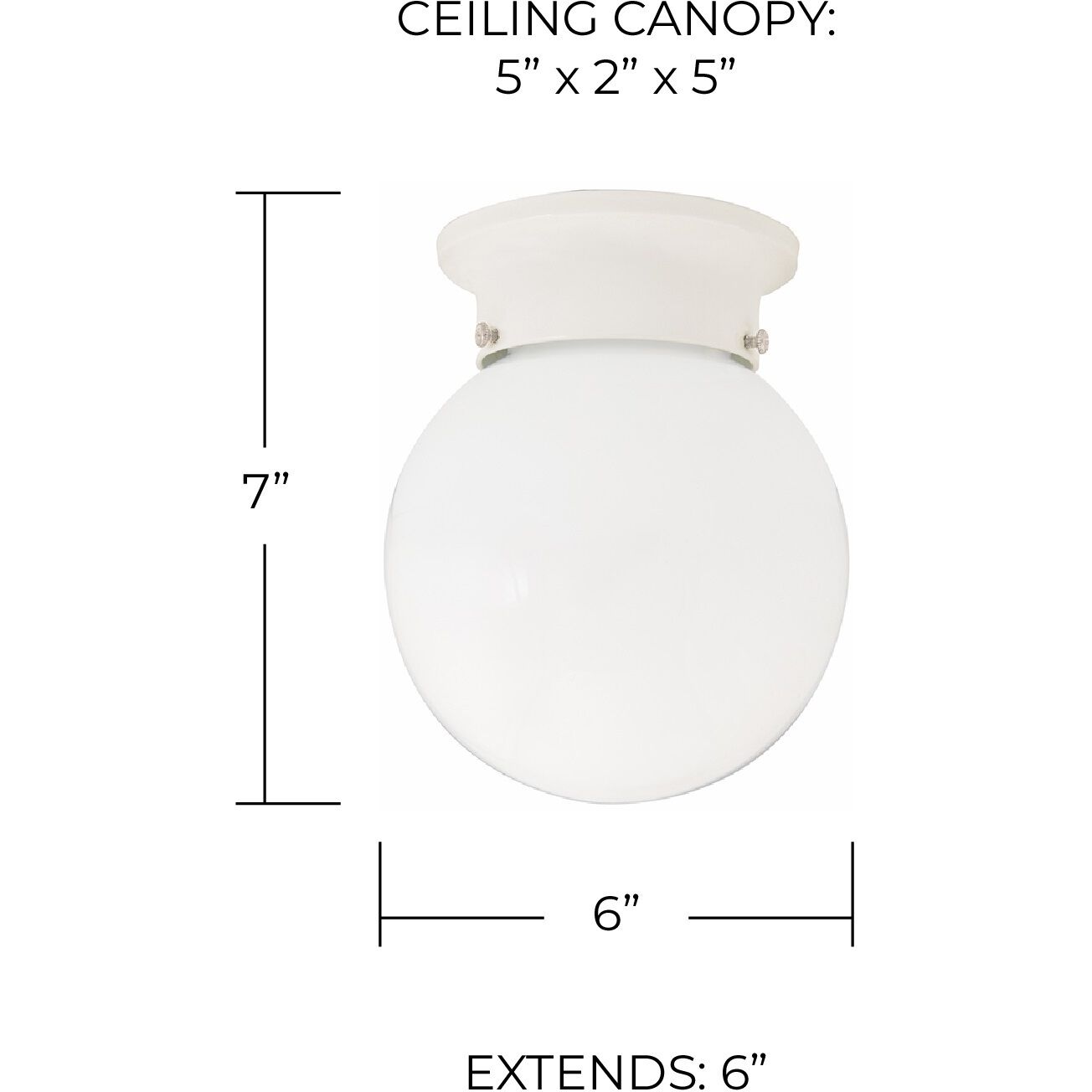 Globe 1 Light 6 inch White Flush Mount Ceiling Light