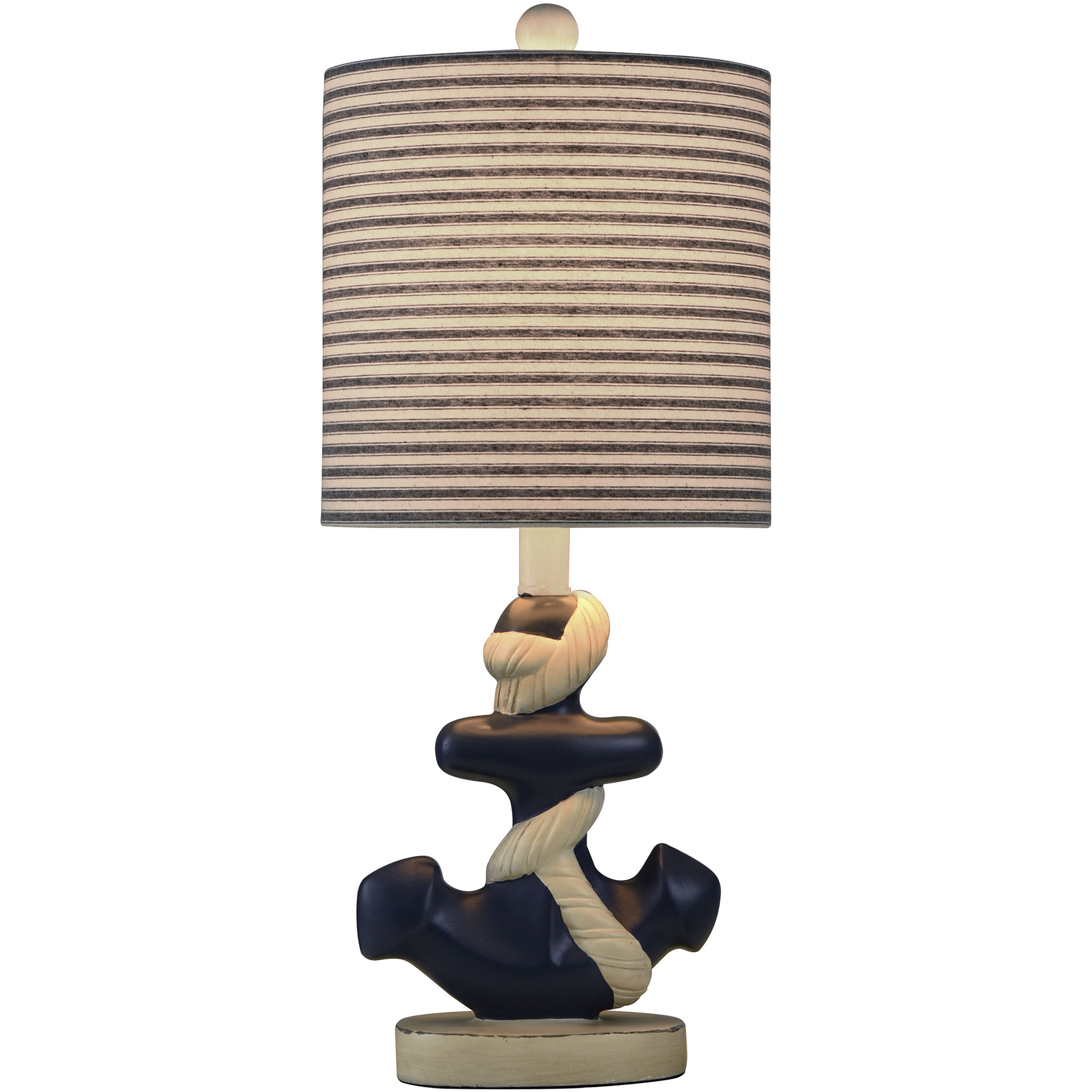 Montauk 22 inch 60.00 watt Molded Nautical Anchor Base In Navy And White Table Lamp Portable Light