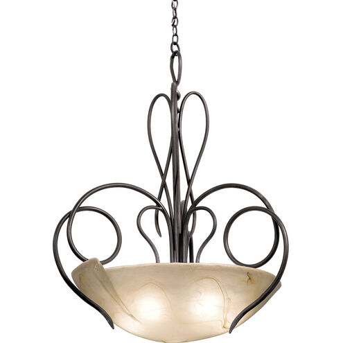 Tribecca 5 Light 34 inch Tuscan Sun Pendant Ceiling Light in Bowl glass, 28" Frost with 3 holes, Tortoise Shell