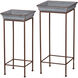 Shelburne Square Plant Gray / Rust Stands, Set of 2