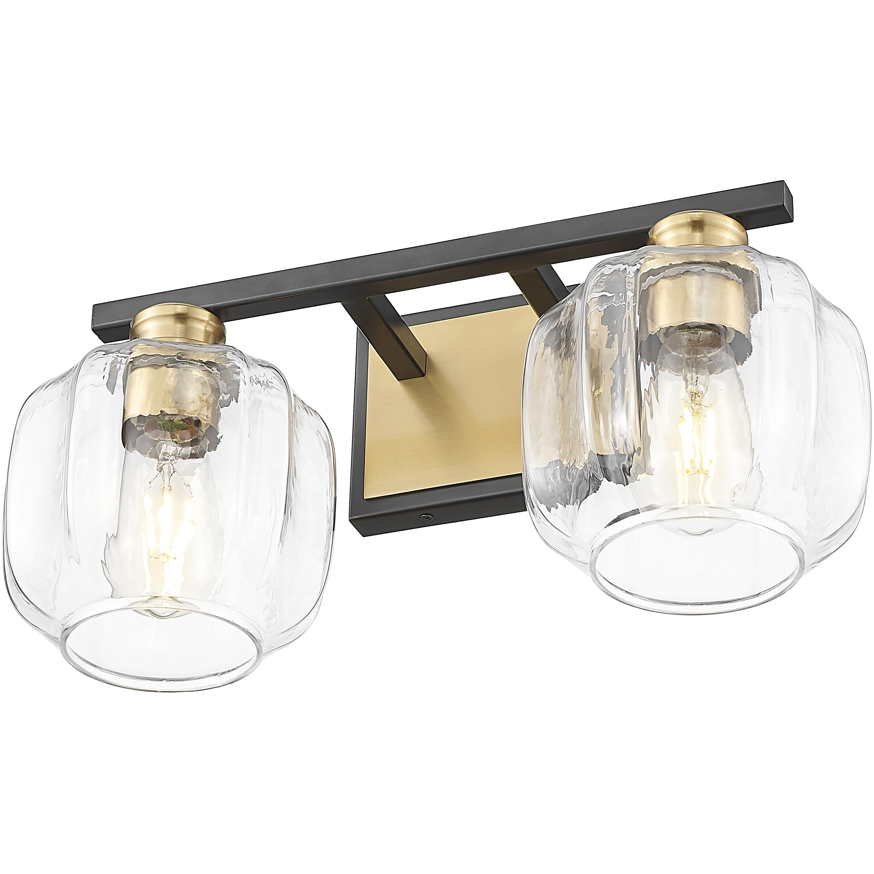 Oxley 2 Light 17.5 inch Matte Black and Brass Vanity Wall Light