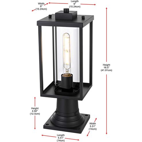 Memphis 1 Light 16.5 inch Black Outdoor Post Light