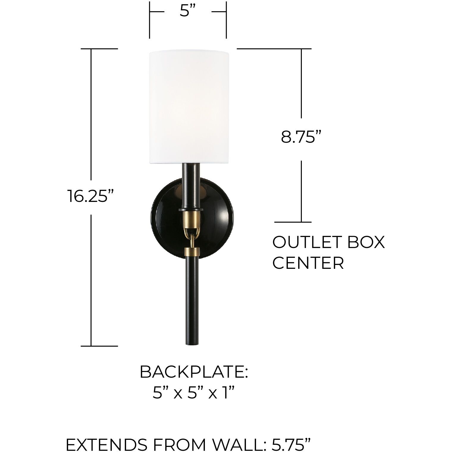 Beckham 1 Light 5 inch Glossy Black and Aged Brass Sconce Wall Light