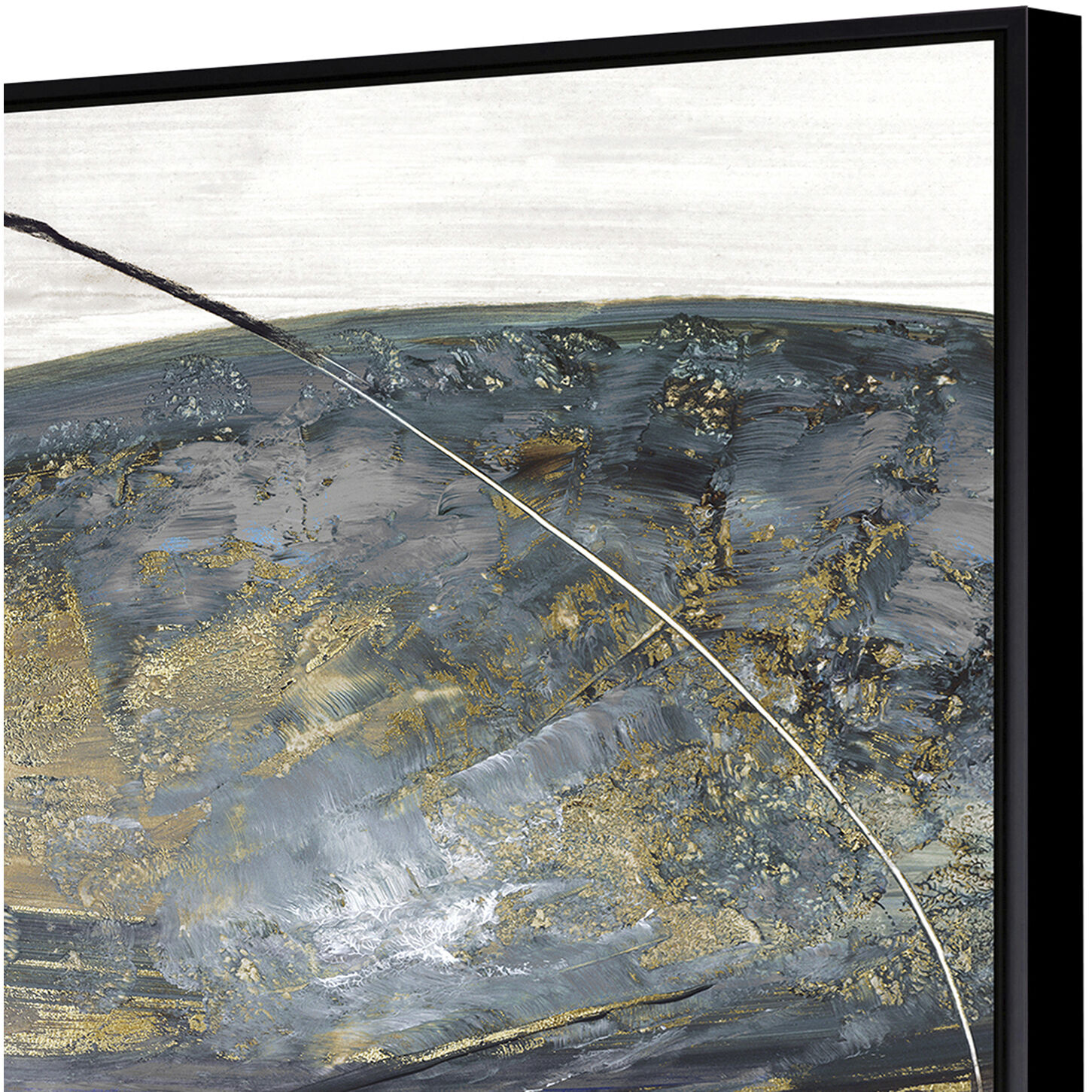 Teal Stones Blue and Gray and Metallic and Neutral Canvas