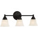 Kendall 3 Light 23.25 inch Oil Rubbed Bronze Bath Bar Wall Light in Frosted