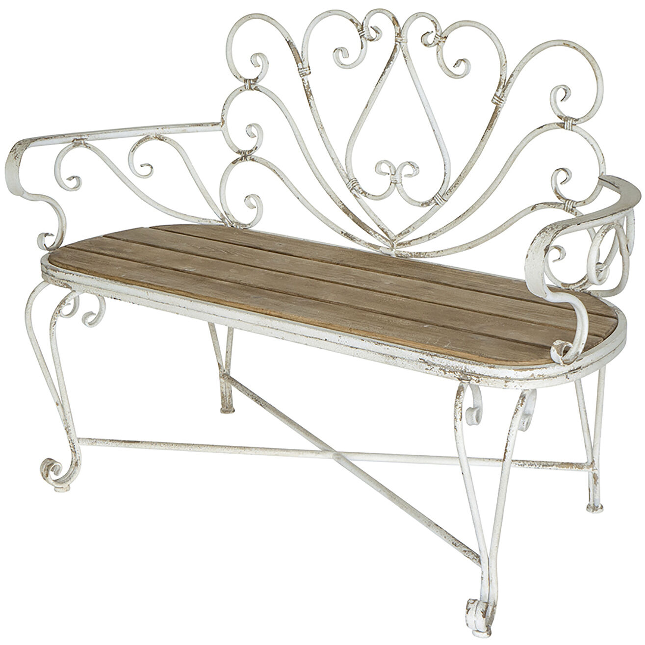 Anita Distressed White/Brown Bench