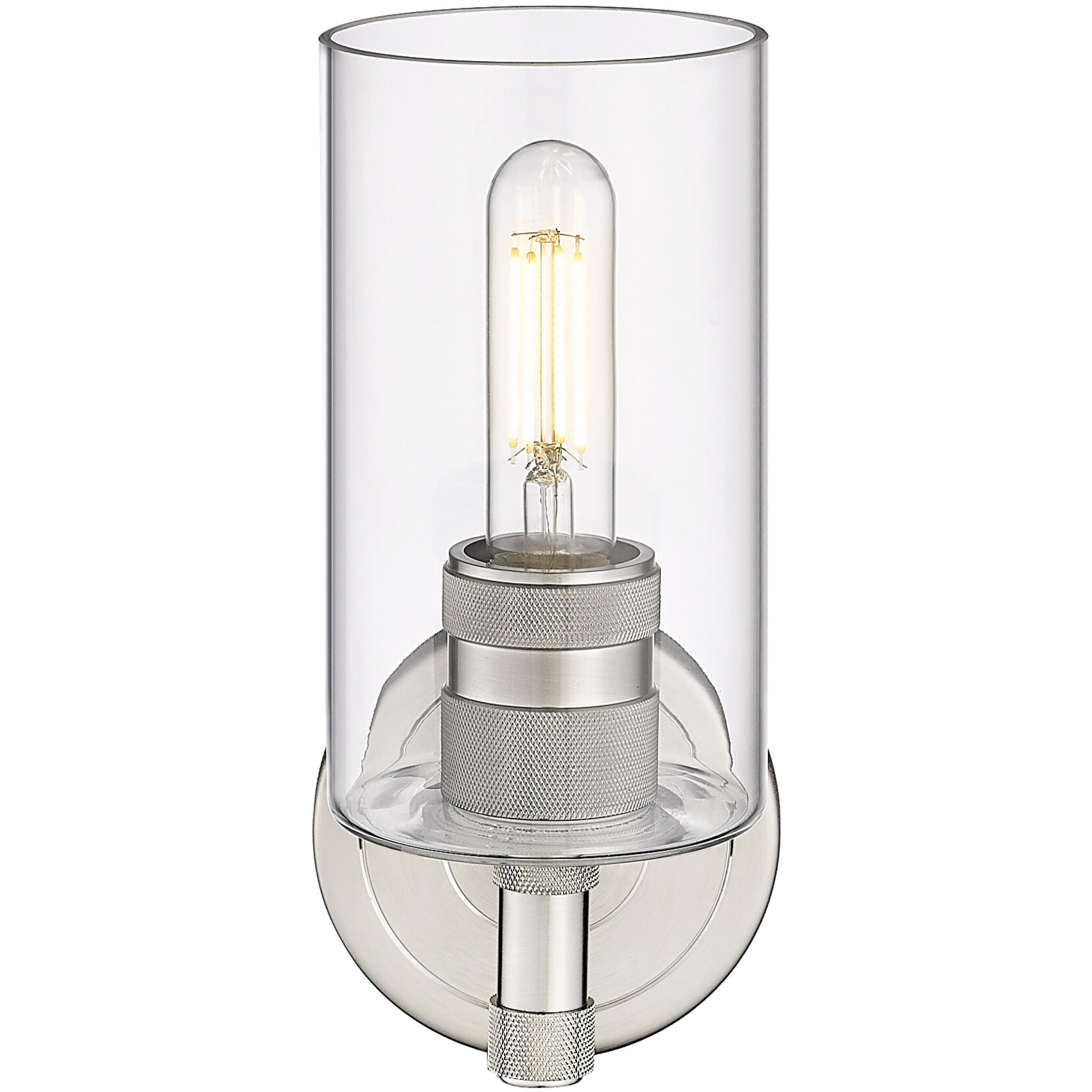 Crown Point Sconce Wall Light in Satin Nickel, Clear Glass