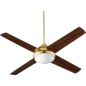 Quest 52 inch Aged Brass with Walnut Blades Indoor Ceiling Fan