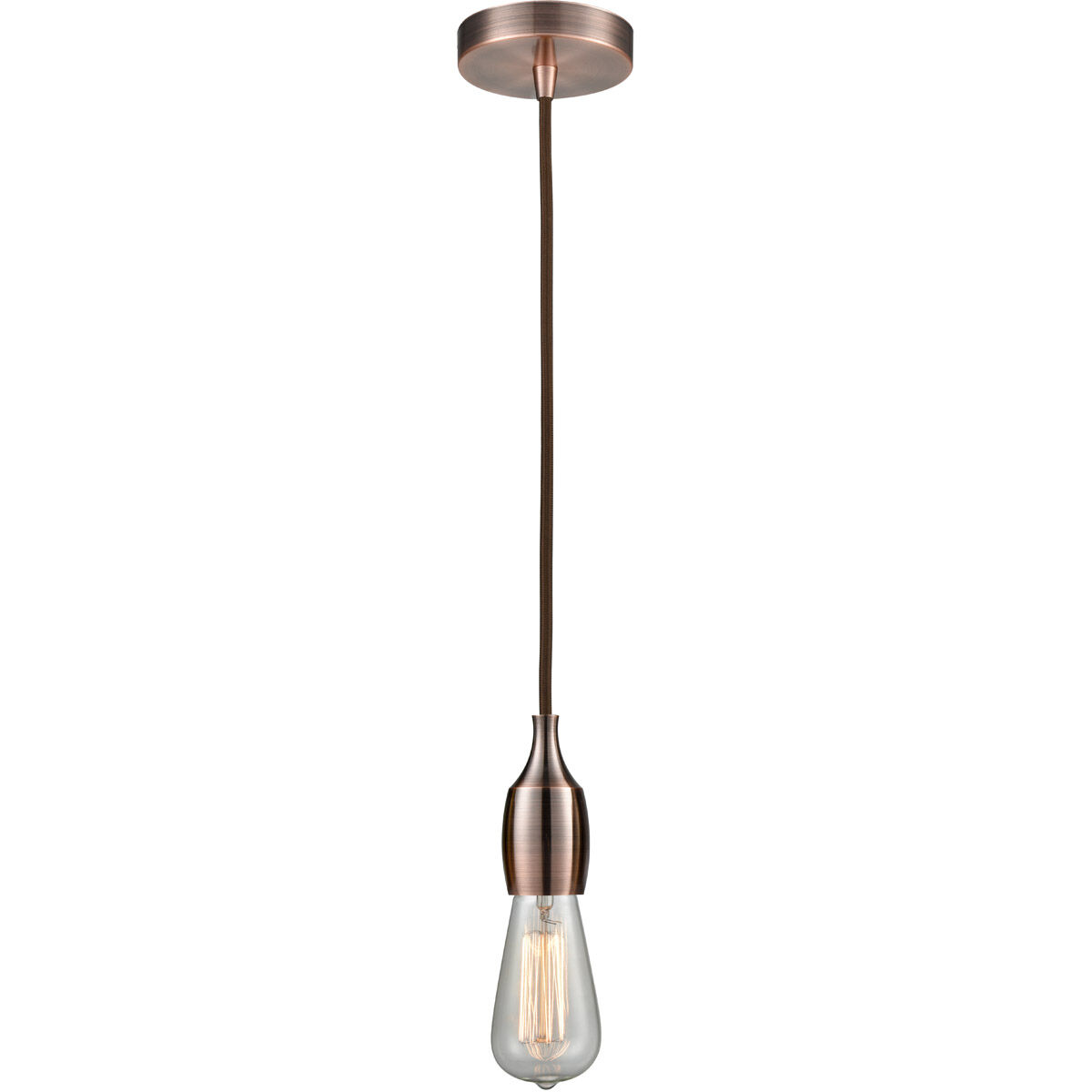 Chelsea Bare Bulb 1 Light 2 inch Antique Copper Mini Pendant Ceiling Light in Brown, Chelsea