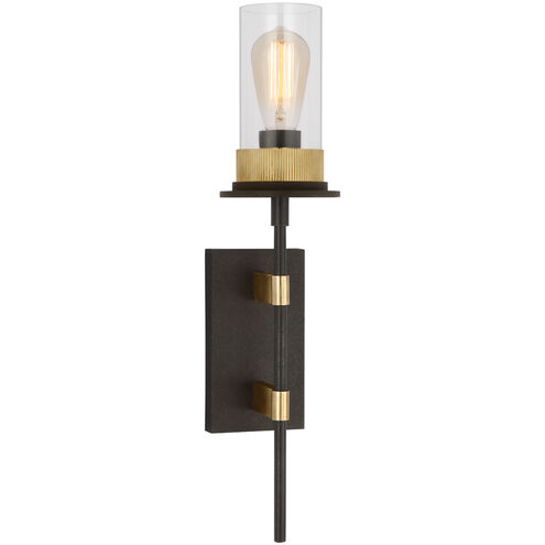 Ray Booth Beza LED 5.25 inch Warm Iron and Antique Brass Tail Sconce Wall Light, Large