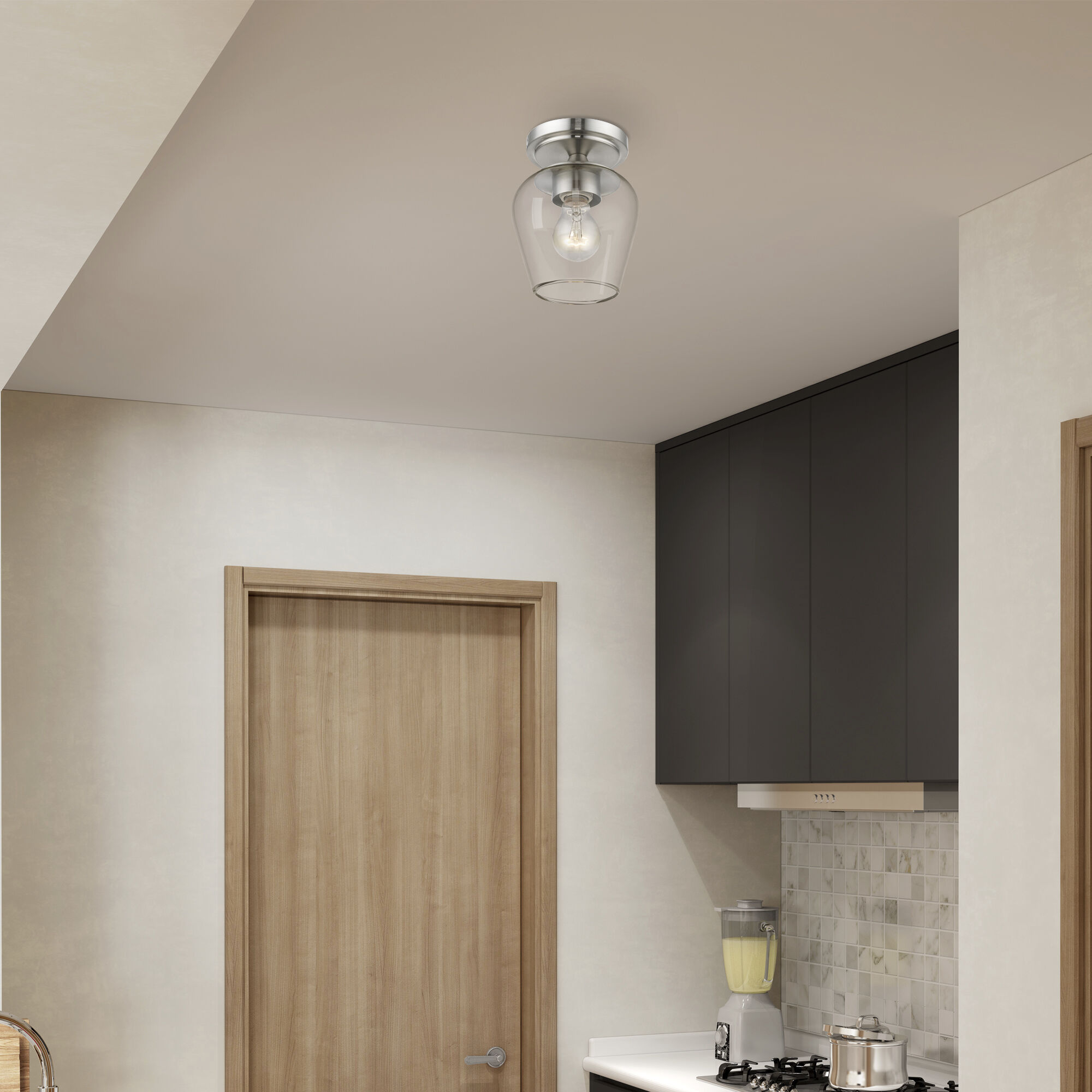 Willow 1 Light 6 inch Brushed Nickel Flush Mount Ceiling Light