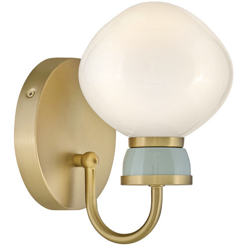 Lucy 1 Light 7.75 inch Lacquered Brass with Seafoam Bath Light Wall Light
