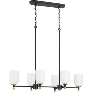 Council 6 Light 15 inch Flat Black/Satin Brass Island Light Ceiling Light