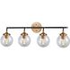 Boudreaux 4 Light 33 inch Matte Black with Antique Gold Vanity Light Wall Light