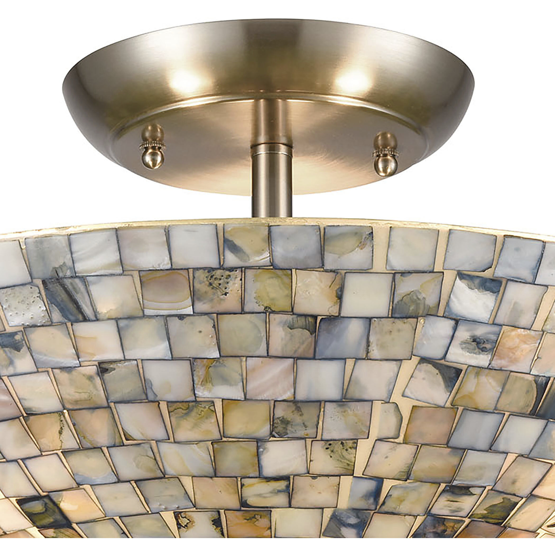 Capri 3 Light 16 inch Satin Nickel Semi Flush Mount Ceiling Light