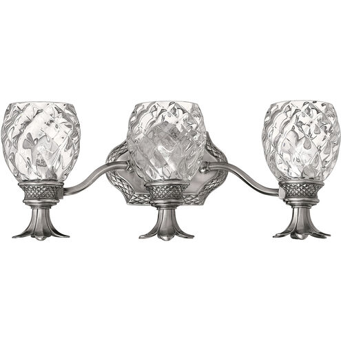 Plantation 3 Light 21 inch Polished Antique Nickel Vanity Light Wall Light