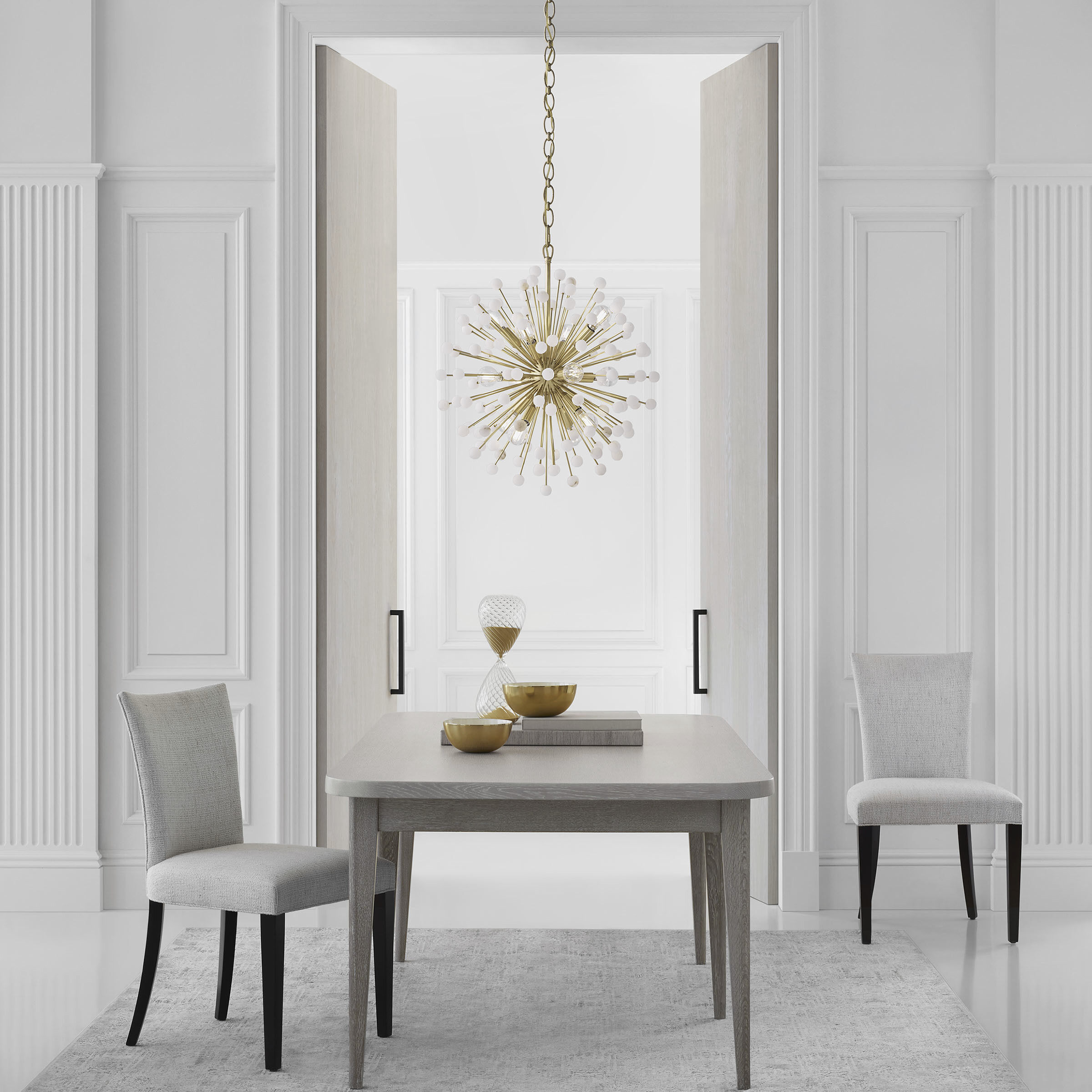 Suzanne Kasler Lys LED 21.25 inch Hand-Rubbed Antique Brass and Alabaster Chandelier Ceiling Light