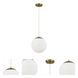 Gaze 1 Light 10 inch Satin Brass Pendant Ceiling Light in White Frosted Glass