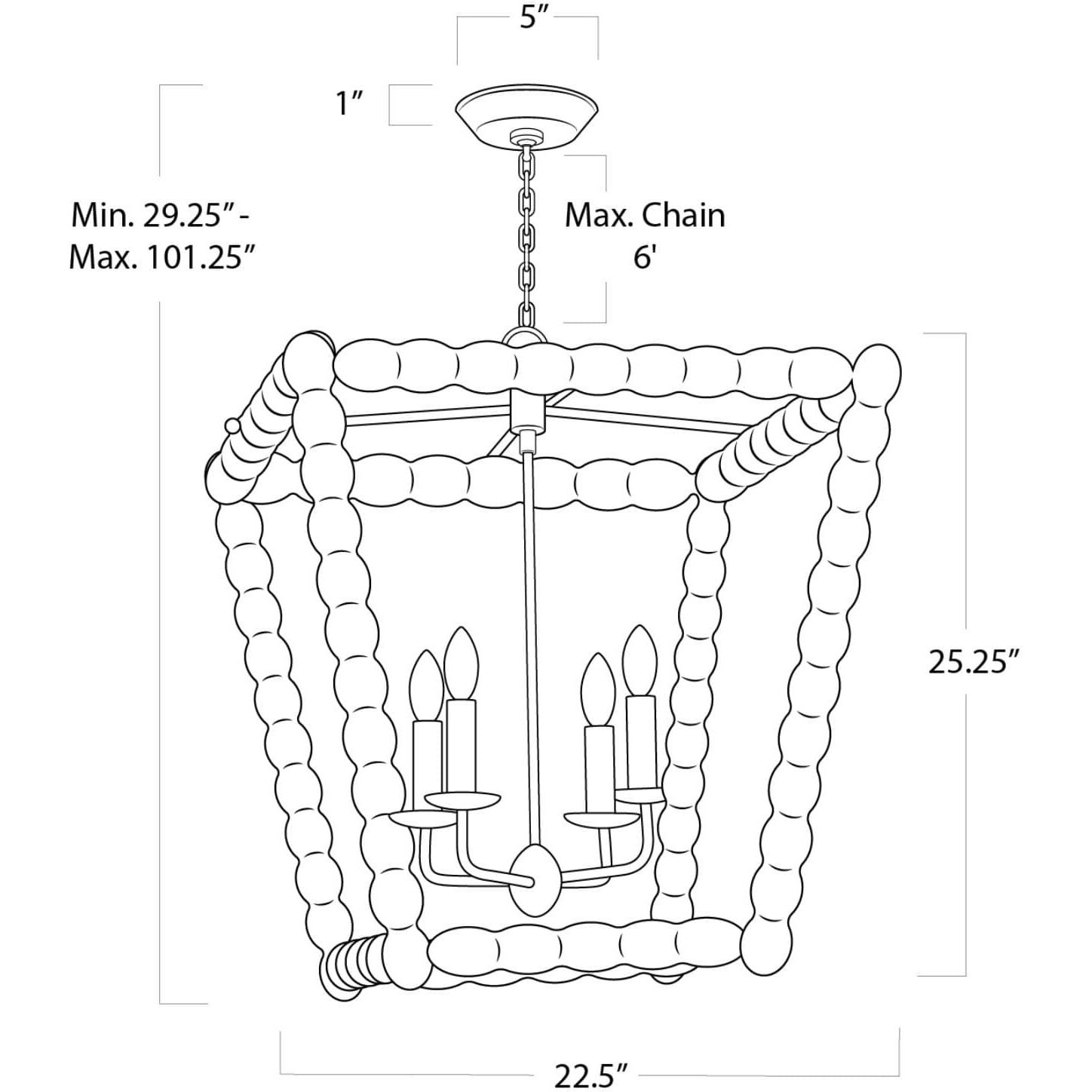 Perennial 4 Light 22.5 inch White Lantern