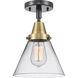 Franklin Restoration X-Large Cone LED 12 inch Black Antique Brass Flush Mount Ceiling Light in Clear Glass